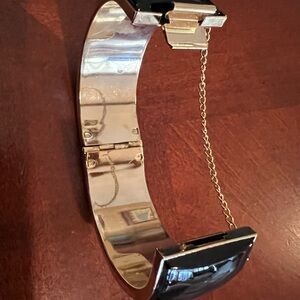 Vintage Gold and Black Hinged Bracelet